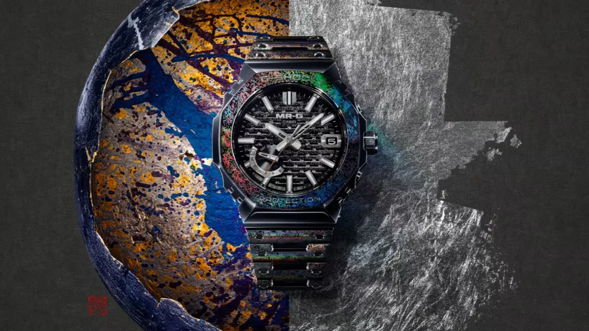 Pulseira de titânio do relógio Casio G-SHOCK MRG-B2100HR-1A com acabamento metálico