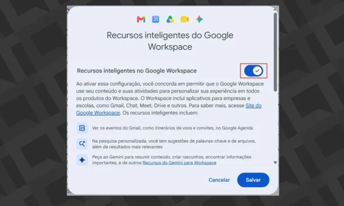 Tela de preferências do aplicativo Google Fotos em um dispositivo móvel