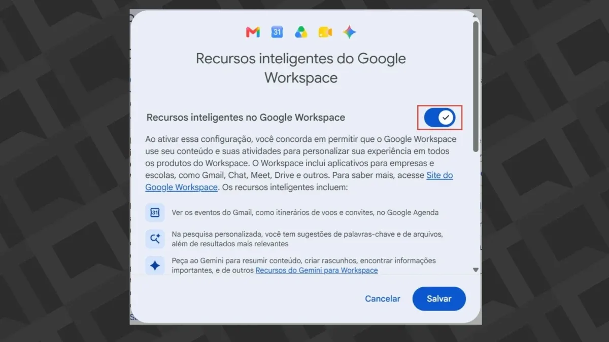 Tela de preferências do aplicativo Google Fotos em um dispositivo móvel