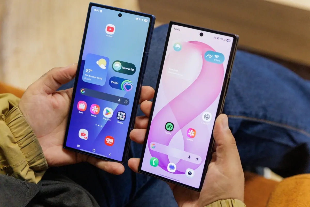 Tela frontal do Galaxy Z Fold 8 Ultra vs Fold 7 com bordas reduzidas e alta fidelidade de cores