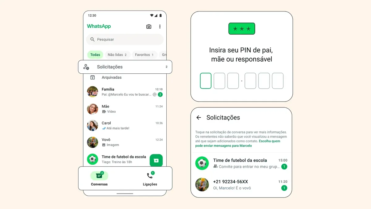 Tela de configurações de privacidade e segurança em um dispositivo móvel