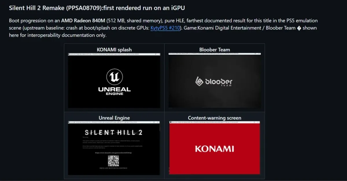 Janela de aplicativo rodando instruções de PlayStation 5 via API Vulkan na área de trabalho