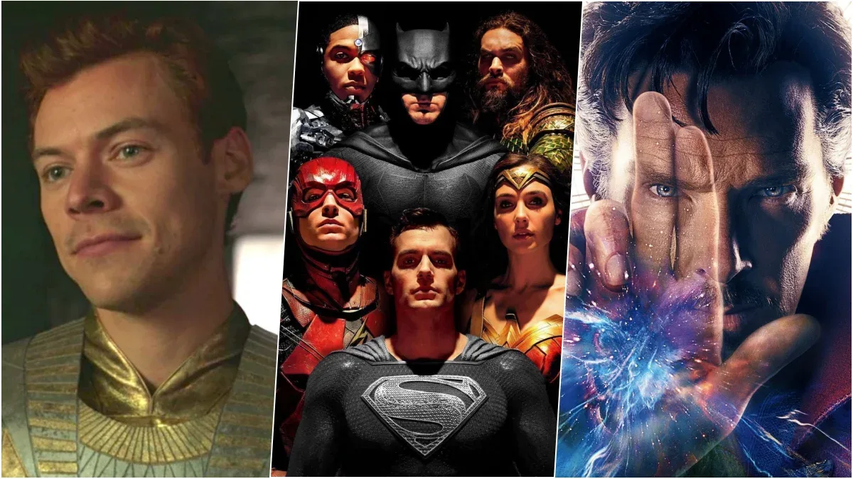 Ator Henry Cavill interpretando o Superman em cena de produção cinematográfica