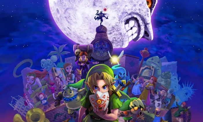 Link montado em cavalo em cenário clássico de The Legend of Zelda Ocarina of Time